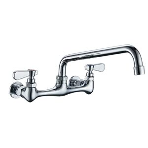 bathlavish wall mount kitchen sink faucet 8” commercial center double handle bar laundry utility swivel spout chrome mixer tap