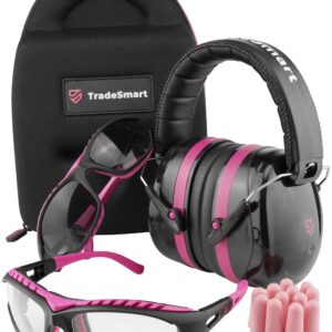 TradeSmart Ear Protection for Gun Range & Eye Protection for Shooting + Firearm Confidence Course, 5x Earplugs and Hard Case