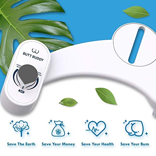 BUTT BUDDY - Bidet Toilet Seat Attachment & Fresh Water Sprayer (Easy to Install, Universal Fit, No Plumbing or Electricity Required | Self-Cleaning Nozzle, Adjustable Pressure Control, USA Stock)