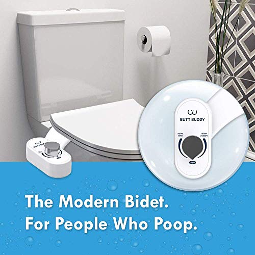 BUTT BUDDY - Bidet Toilet Seat Attachment & Fresh Water Sprayer (Easy to Install, Universal Fit, No Plumbing or Electricity Required | Self-Cleaning Nozzle, Adjustable Pressure Control, USA Stock)