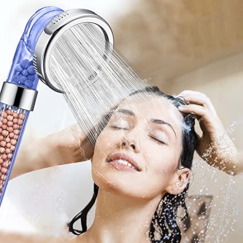 Filtered Shower Head with Handheld,3 Spray Modes High Pressure Water Saving Soft SPA Shower Heads with 59'' Stainless Steel Hose and Rotatable Bracket,Showerhead with Filter Beads for Hard Water