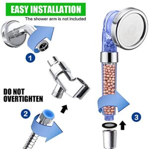 Filtered Shower Head with Handheld,3 Spray Modes High Pressure Water Saving Soft SPA Shower Heads with 59'' Stainless Steel Hose and Rotatable Bracket,Showerhead with Filter Beads for Hard Water