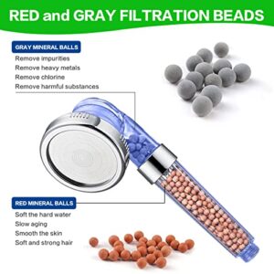 Filtered Shower Head with Handheld,3 Spray Modes High Pressure Water Saving Soft SPA Shower Heads with 59'' Stainless Steel Hose and Rotatable Bracket,Showerhead with Filter Beads for Hard Water