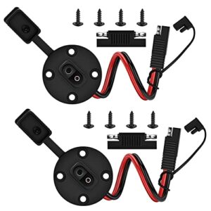 SAE Cable - iGreely 2Pack Solar Weatherproof SAE Socket Sidewall Port, SAE Quick Connect Solar Panel Mount for Motorcycle Generator Battery Charger and More 1Ft/30cm