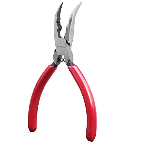 Whizzotech Bent Long Nose Pliers Chromium Vanadium Steel Curved 45 Degree 5 Inch