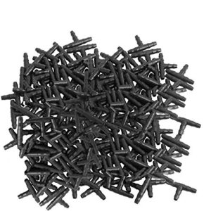 kalolary 100pcs barbed tee connectors drip irrigation, 4/7 mm universal barbed tee, drip irrigation joint micro spray irrigation joint for watering systems garden tool (4/7mm tee pipe)