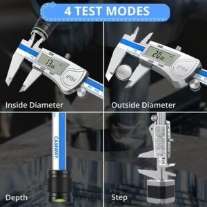 CAMWAY Digital Caliper Waterproof + 32PCS Feeler Gauge, Digital Caliper 150 mm,6 Inch Stainless Steel Electronic Vernier Caliper Fractions/Inch/Metric Measuring Tool