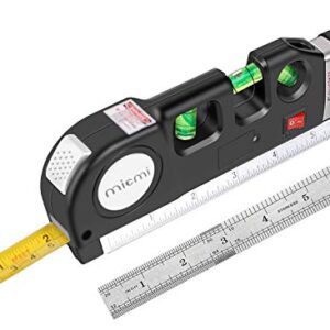 Laser level, Multipurpose Laser Tape Measure Line 8ft+ Tape Measure Ruler Adjusted Standard and Metric Rulers Update Batteries MICMI