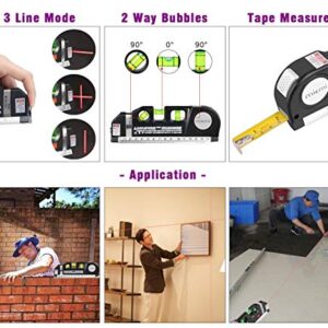 Laser level, Multipurpose Laser Tape Measure Line 8ft+ Tape Measure Ruler Adjusted Standard and Metric Rulers Update Batteries MICMI