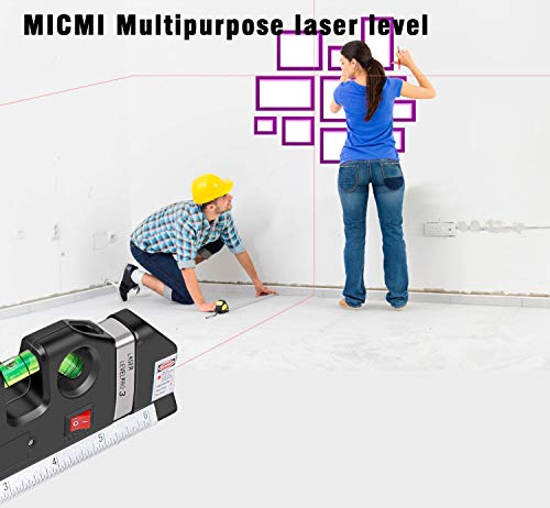 Laser level, Multipurpose Laser Tape Measure Line 8ft+ Tape Measure Ruler Adjusted Standard and Metric Rulers Update Batteries MICMI