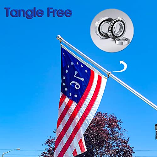 MOFEEZ Flagpole Rotating Rings,360 Degree Anti-Wrap Flag Mounting Rings with Bearings for 7/10" -1" Diameter Flag Pole Tangle Free (Pack of 2-Gold)