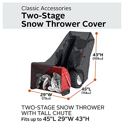 Classic Accessories Two-Stage Snow Thrower Cover with Tall Chute, Black