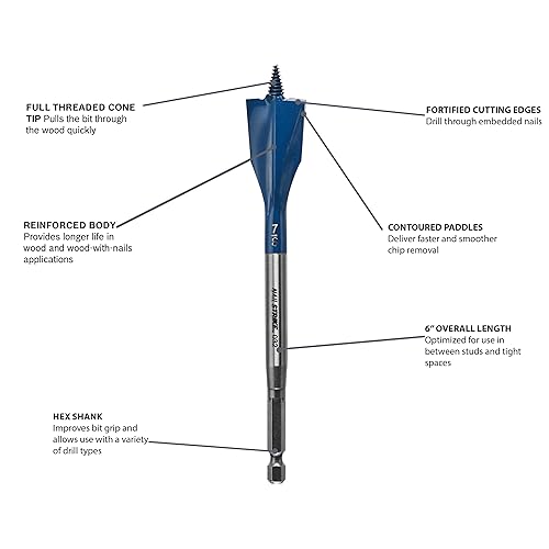 BOSCH NS5003 3-Piece Nail Strike Wood-Boring Spade Bits Assorted Set Optimized for Wood and Wood with Nails