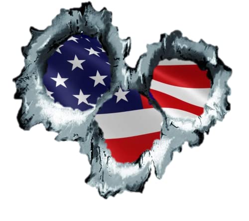 Three (3) American Flag Bullet Holes Sticker 3D | Hard Hat Stickers - USA Welder Electrician Scaffolder Welding Union Stickers