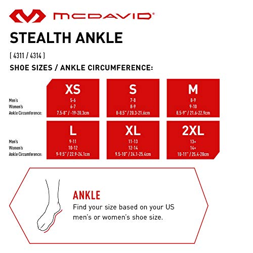 McDavid Stealth Lace-Free Ankle Brace, Lightweight Support and Stability with Flex-Support Stays for Cleats, Men and Women