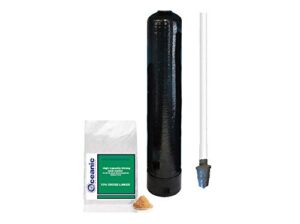 replacement water softener tank + pre-loaded 10% cross linked cation resin and riser tube | 12" x 52" - 2.0 cubic ft | 64,000 grain
