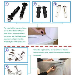 Hibbent Universal Toilet Seats Screws and Bolts Metal - Toilet Seat Hinges Bolt Screws, Toilet Seat Fixings Expanding Rubber,Toilet Seat Replacement Parts Kit(5 Choices)