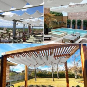 Coarbor 3'Wx16'L Pergola Shade Cover Retractable Shade Awning Slide Flexible Canopy for Patio Deck Porch Hang Down U Shape Wave Shade Cover Wire Cable Hardware Included Light Grey