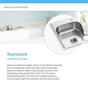 MR Direct T1717 Topmount Single Bowl 3/4-Inch Radius Kitchen Sink