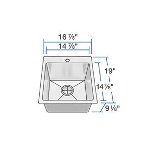 MR Direct T1717 Topmount Single Bowl 3/4-Inch Radius Kitchen Sink