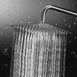 Rain Shower head, NearMoon High Flow Stainless Steel Square Rainfall ShowerHead, High Pressure Design, Awesome Shower Experience Even At Low Water Flow (8 Inch, Chrome Finish)