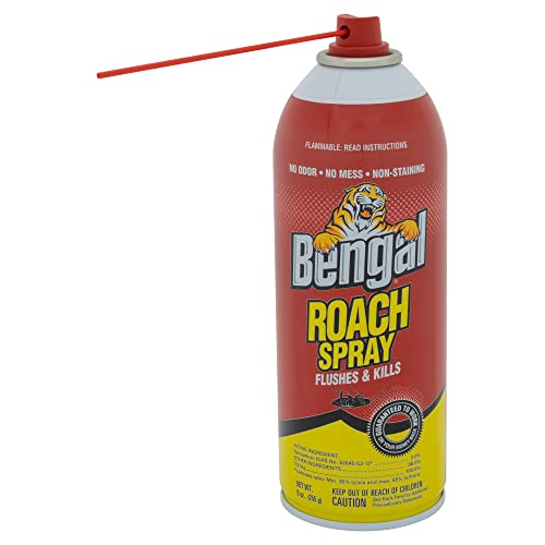 Bengal Roach Spray, Odorless Stain-Free Dry Spray, 3-Count, 9 Oz. Aerosol Cans