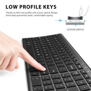 iClever BK10 Bluetooth Keyboard, Wireless Bluetooth Keyboard, Rechargeable Bluetooth 5.1 Multi Device Keyboard with Number Pad Full Size Stable Connection for Mac, Windows, iOS, Android, Laptop