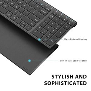 iClever BK10 Bluetooth Keyboard, Wireless Bluetooth Keyboard, Rechargeable Bluetooth 5.1 Multi Device Keyboard with Number Pad Full Size Stable Connection for Mac, Windows, iOS, Android, Laptop