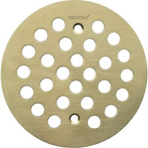 trustmi 4 1/4-inch screw-in style shower drain grate replacement cover with screws,brushed gold