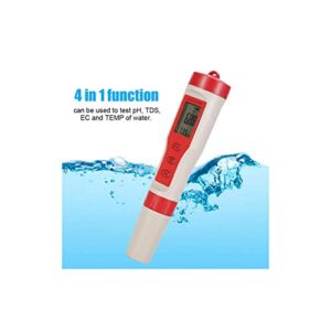 Digital PH Meter 4 in 1 PH TDS EC Temp Water Quality Tester Monitor Meter Test Pen for Pool Hydroponics