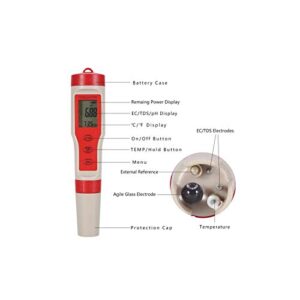 Digital PH Meter 4 in 1 PH TDS EC Temp Water Quality Tester Monitor Meter Test Pen for Pool Hydroponics