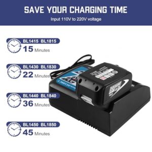 DC18RC Replacement Charger Compatible with Makita 14.4V-18V Lithium ion Battery BL1815 BL1830 BL1840 BL1850 BL1430 BL1440 BL1450