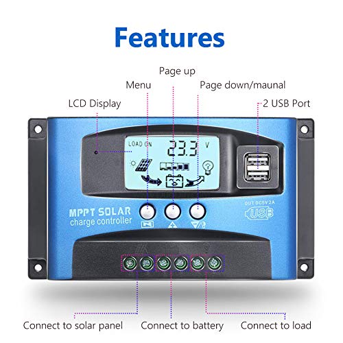 Fuhuihe 30A MPPT Solar Charge Controller with LCD Display,Multiple Load Control Modes