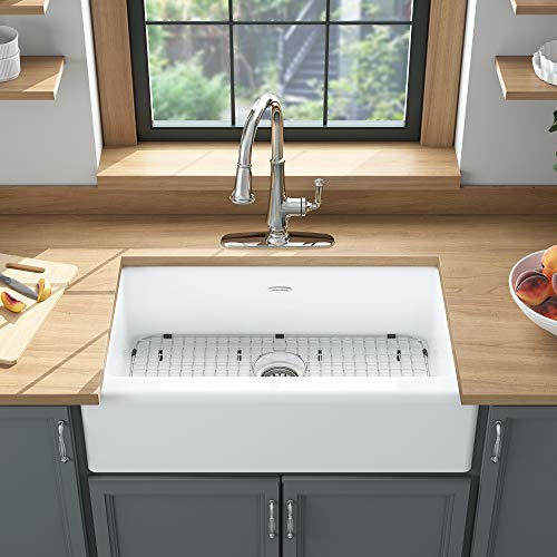 American Standard 77SB33220A.308 Delancey 33 x 22 Single Bowl Apron Front Cast Iron Kitchen Sink, 33 x 22 inch, Brilliant White