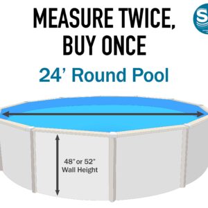 Smartline Solid Blue 24 Foot Round Liner | Overlap Style | 48-to-52-Inch Wall Height | 30 Gauge Virgin Vinyl | Designed for Steel Sided Above-Ground Swimming Pools