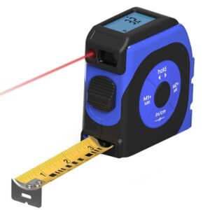 KOISS K4TM 3-in-1 Digital Measuring Tape with Laser, 130FT Laser Measurement Tool, 16FT Tape Measure, Real Time Digital Screen with Backlight, 3 Memory Functions, Rechargeable Battery