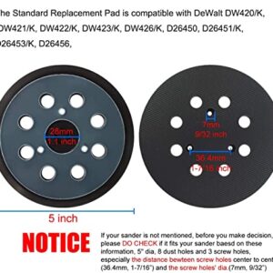 M-jump 5 inch 8 Hole Sander Hook and Loop Replacement Pad for DeWalt DW420, DW421, Dw423, DW426, D26451, D26453 Orbital Sander