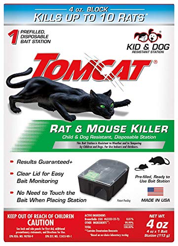 Tomcat Rat and Mouse Killer Disposable Station for Indoor/Outdoor Use - Child and Dog Resistant (1 Station) 4 Pack