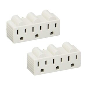 cmple 3-outlet extender, power outlet splitter, 3 prong, indoor grounded adapter - white (2 pack)
