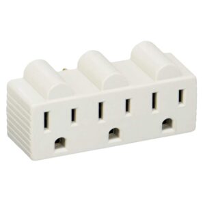 Cmple 3-Outlet Extender, Power Outlet Splitter, 3 Prong, Indoor Grounded Adapter - White (2 Pack)