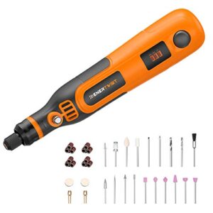 enertwist 4v max cordless rotary tool kit, 3-speed lithium-ion battery powered mini drill with 35-pieces accessories, usb charging cable, collet size 3/32" - perfect for small light jobs, et-rt-4