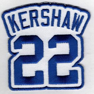 clayton kershaw #22 patch - jersey number blue/white embroidered diy sew or iron-on patch usa seller