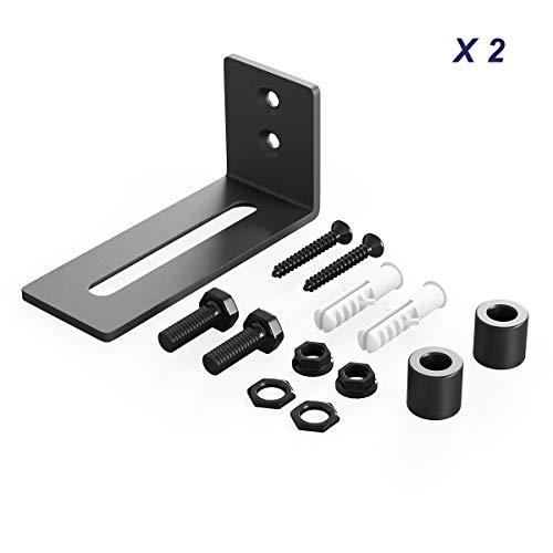 SMARTSTANDARD Sliding Barn Door Bottom Adjustable Floor Guide Roller, Black, Smoothly and Quietly, Easy to Install (2 Rollers) 2PCS