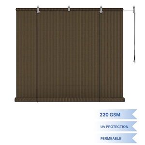 E&K Sunrise 6'W x 6'H Roll Up Shade Outdoor Roller Shade Blind Sun Shade UV Block for Patio Porch Backyard Gazebo Deck Pergola (Brown)