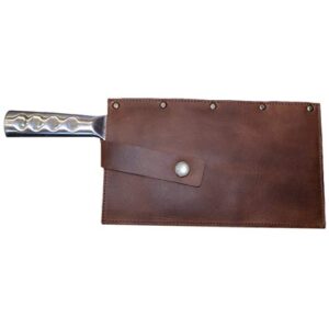 hide & drink, cleaver butcher knife leather holster, fits (4.25 x 8.25 in.) knives/guard/sheath/case/kitchen essentials, handmade includes 101 year warranty :: bourbon brown