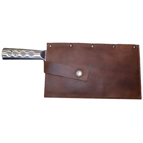 Hide & Drink, Cleaver Butcher Knife Leather Holster, Fits (4.25 x 8.25 in.) Knives/Guard/Sheath/Case/Kitchen Essentials, Handmade Includes 101 Year Warranty :: Bourbon Brown