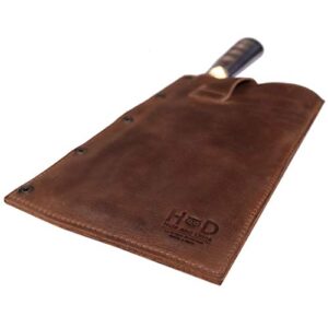 Hide & Drink, Cleaver Butcher Knife Leather Holster, Fits (4.25 x 8.25 in.) Knives/Guard/Sheath/Case/Kitchen Essentials, Handmade Includes 101 Year Warranty :: Bourbon Brown