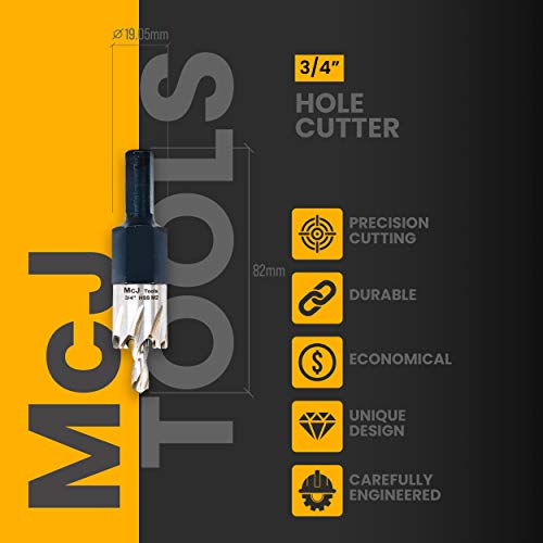 McJ Tools 3/4 Inch HSS M2 Drill Bit Hole Saw for Metal, Steel, Iron, Alloy, Ideal for Electricians, Plumbers, DIYs, Metal Professionals