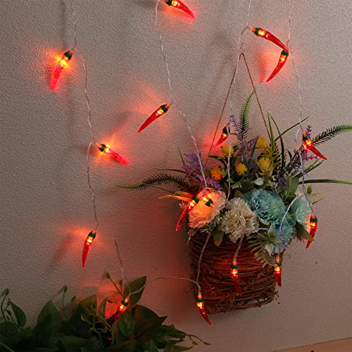 OSALADI 3m 20 LEDs Chili String Light LEDs Battery Powered Decorations for Patio Fence Deck Balcony Camping (Red)