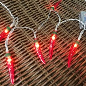 OSALADI 3m 20 LEDs Chili String Light LEDs Battery Powered Decorations for Patio Fence Deck Balcony Camping (Red)